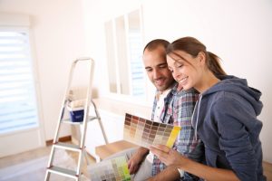 Couple choosing color for walls