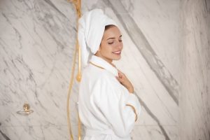 girl with towel and bath robe