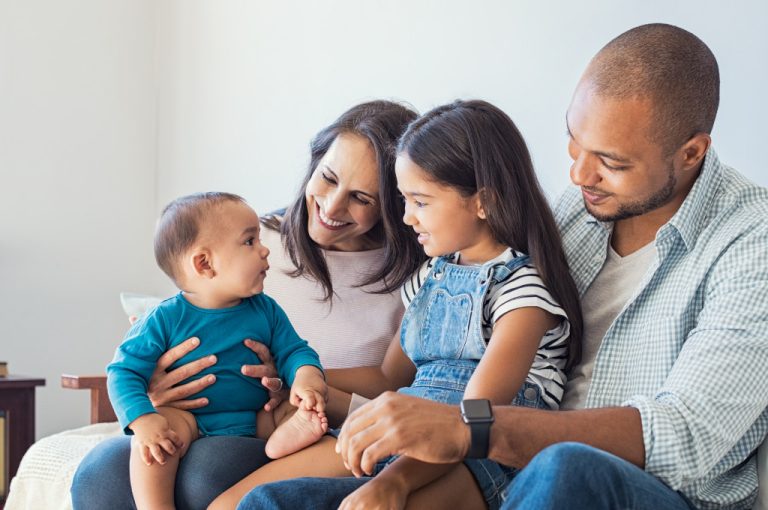 happy family with baby boy